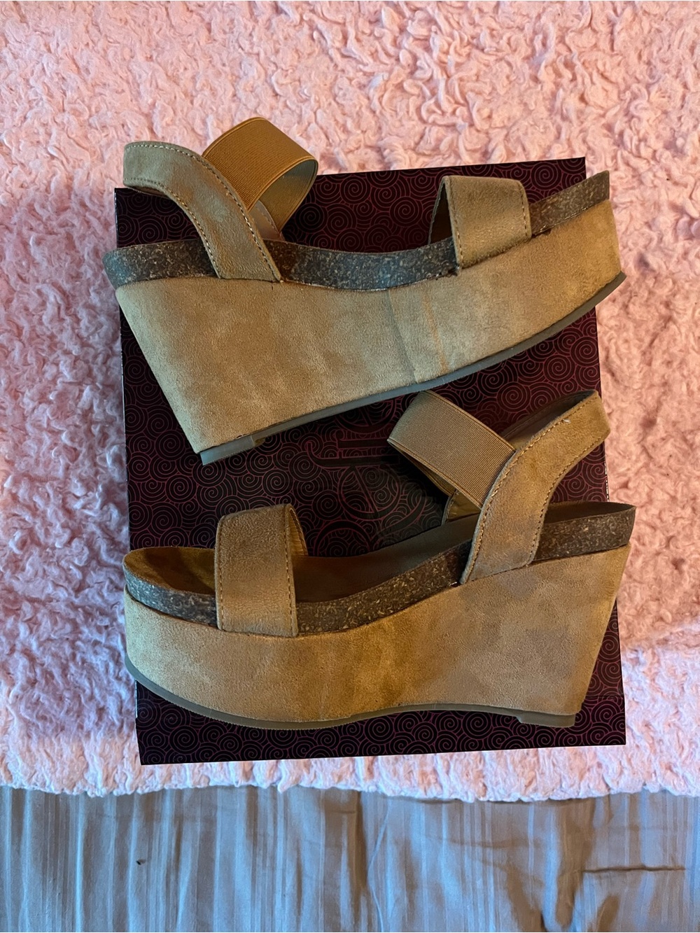 Wedge Sandals in Tan Suede - Women